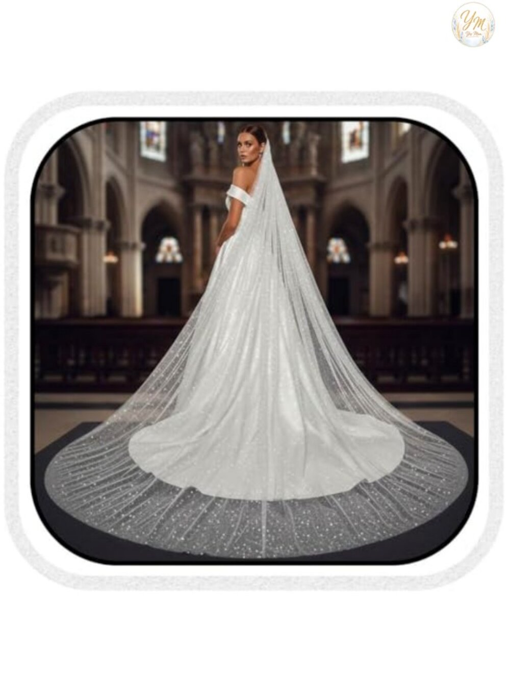 Cathedral Wedding Veil Comb 118 Inch 1 Tier Bridal Drop Veil Chinlon